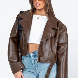 Brown Faux Leather Jacket